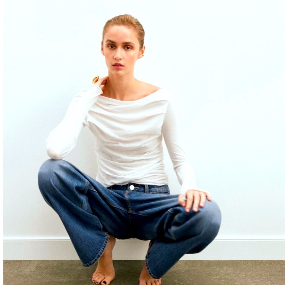 ZARA Slub Cotton Delicate Top